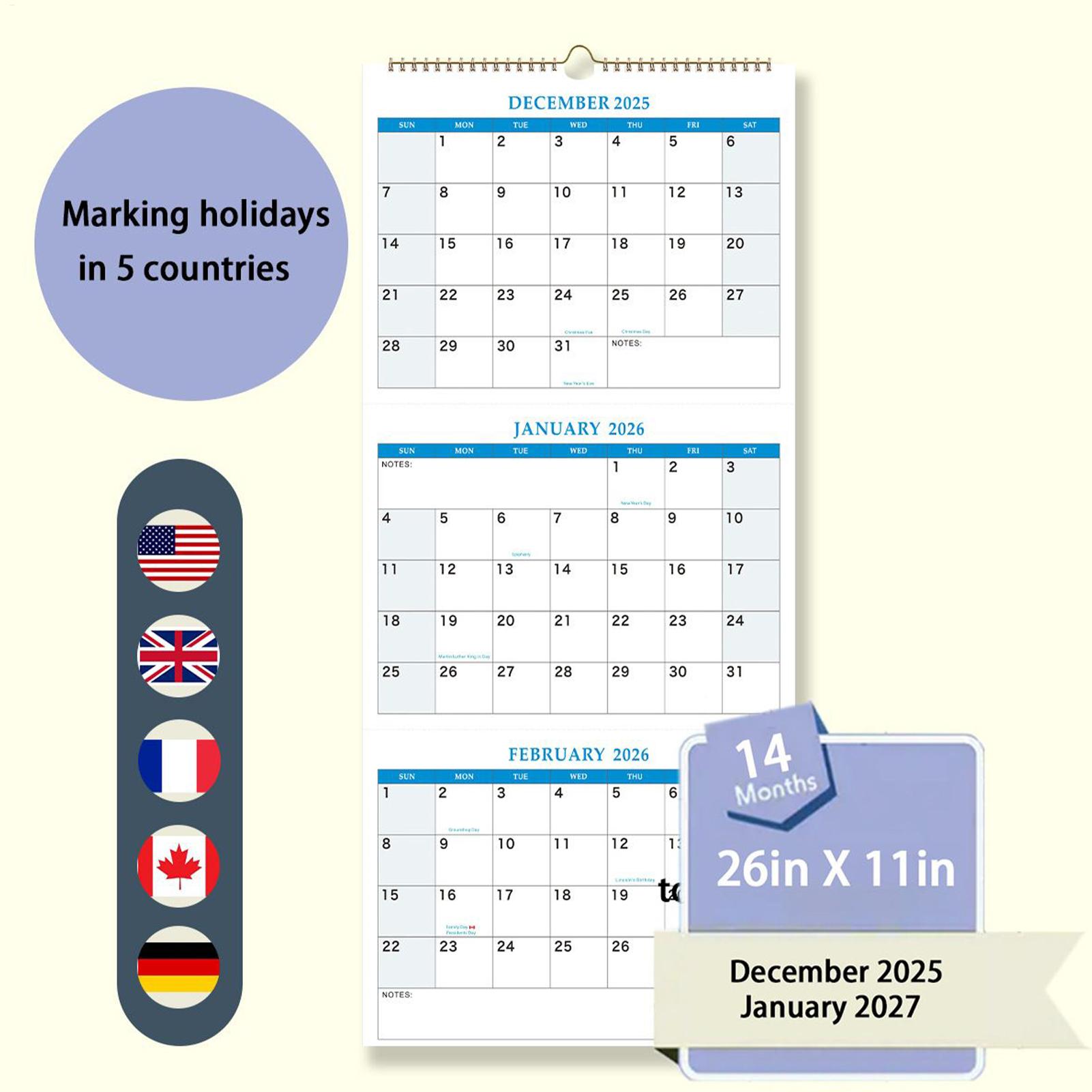 Planned Parenthood - Grand calendrier mural 2026 – Planificateur